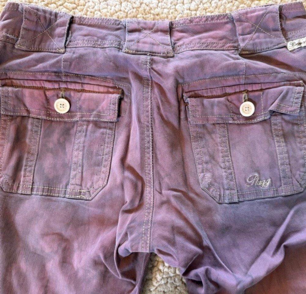 Plugg Purple Cotton Twill Bootcut Pants Stretch Pockets, Size 5
